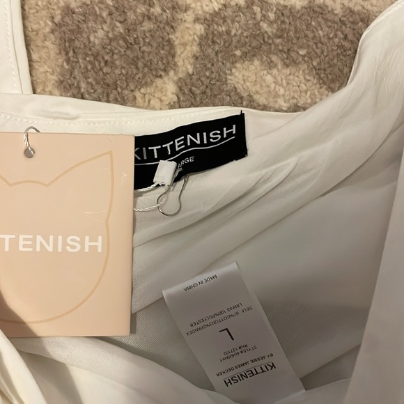 Kittenish Starla White Puff Sleeve Bodysuit SIZE L NWT - Picture 4 of 5